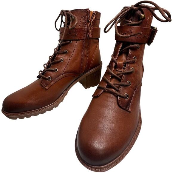 NWOB Lace Up Y2K Combat Booties Women’s Sz 10 Buttery Soft Leather Western Boho - Picture 15 of 16